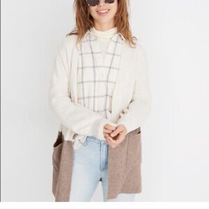 Madewell Colorblock Kent Cardigan Sweater, Size: Medium, Color: Heather River